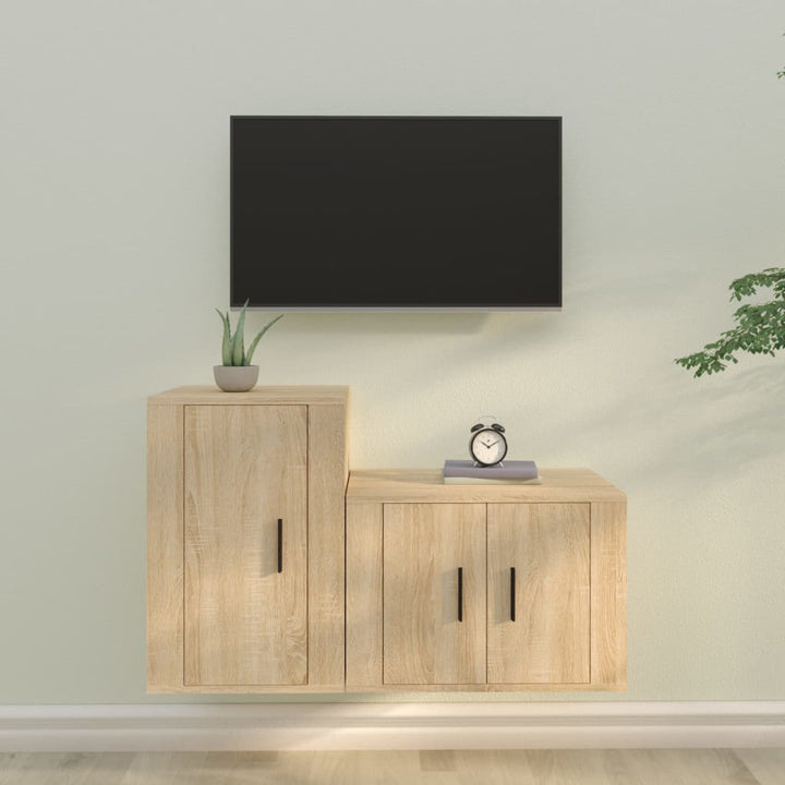 Set Dulap Tv, 2 Piese, Alb Extralucios, Lemn Prelucrat