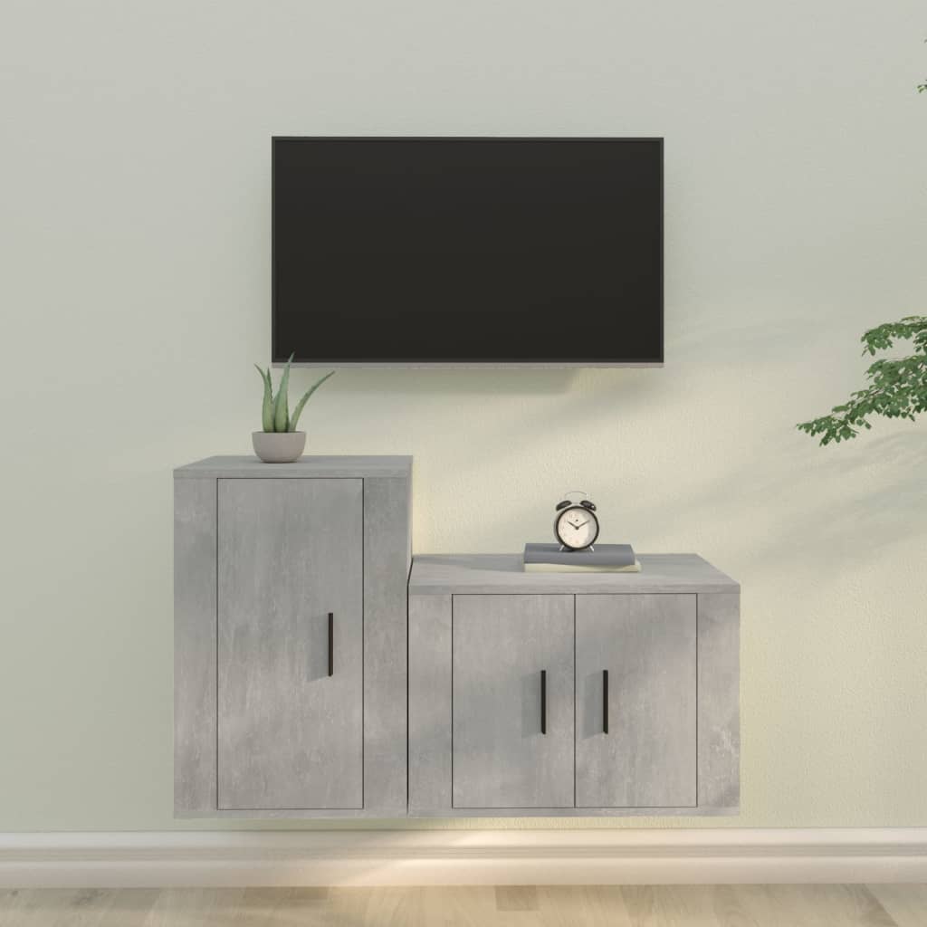 Set Dulap Tv, 2 Piese, Alb Extralucios, Lemn Prelucrat