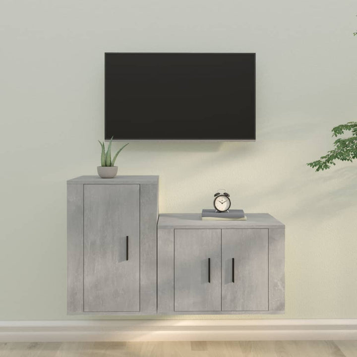 Set Dulap Tv, 2 Piese, Alb Extralucios, Lemn Prelucrat