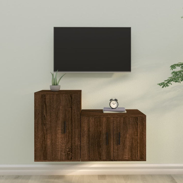 Set Dulap Tv, 2 Piese, Alb Extralucios, Lemn Prelucrat
