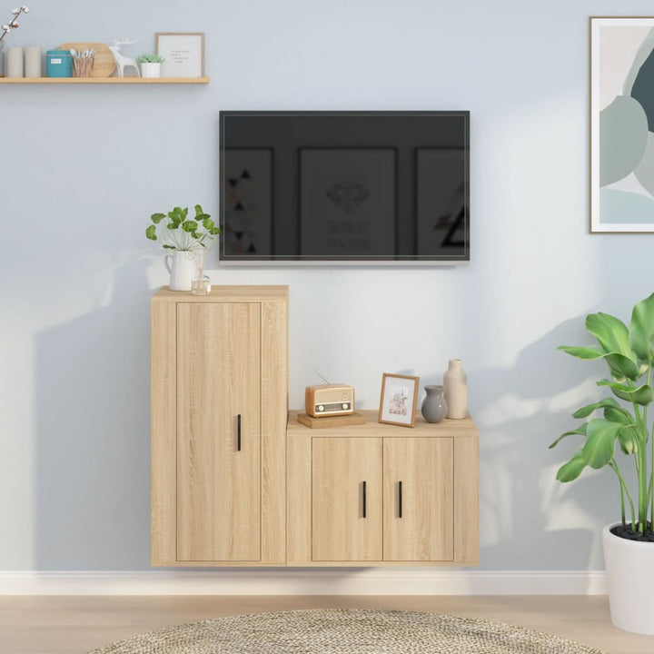 Set Dulap Tv, 2 Piese, , Lemn Prelucrat