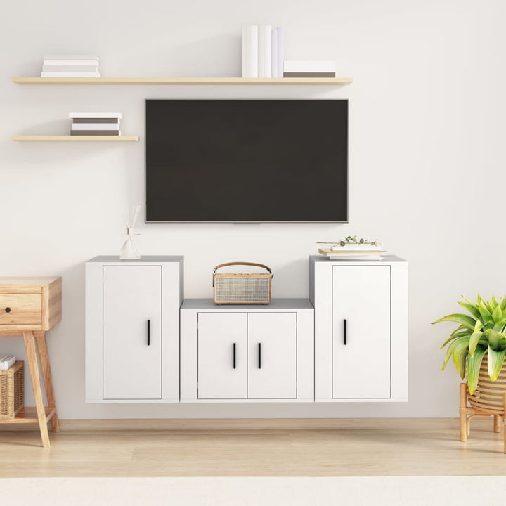 Set Dulap Tv, 3 Piese, , Lemn Prelucrat
