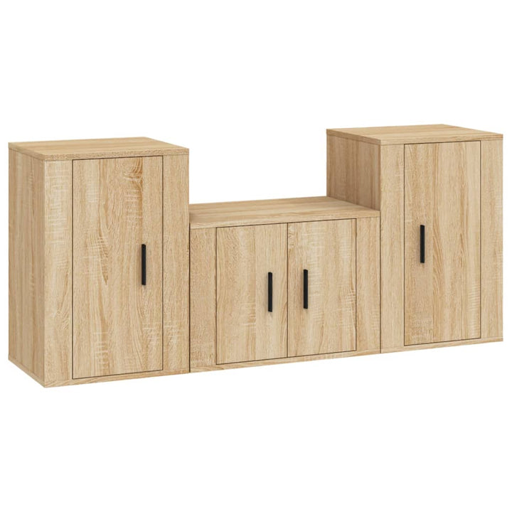 Set Dulap Tv, 3 Piese, , Lemn Prelucrat