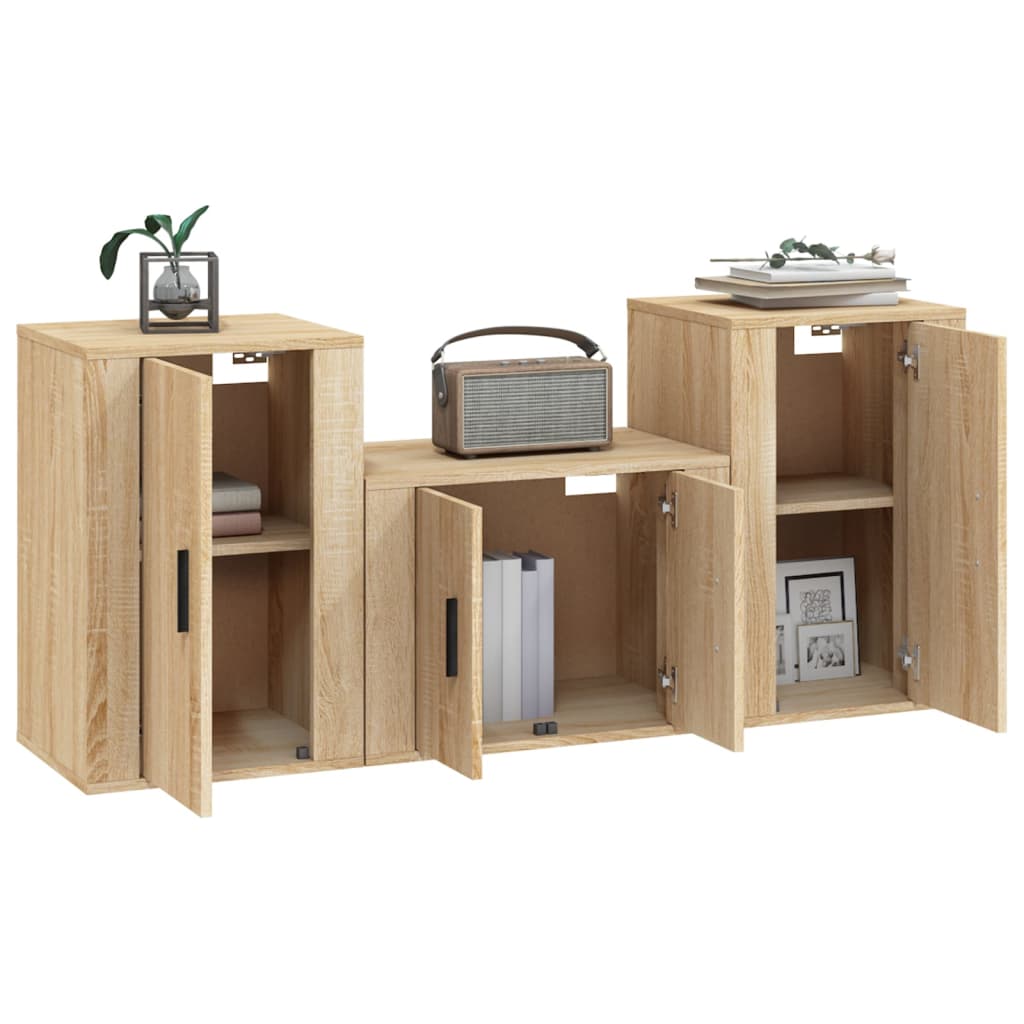 Set Dulap Tv, 3 Piese, , Lemn Prelucrat