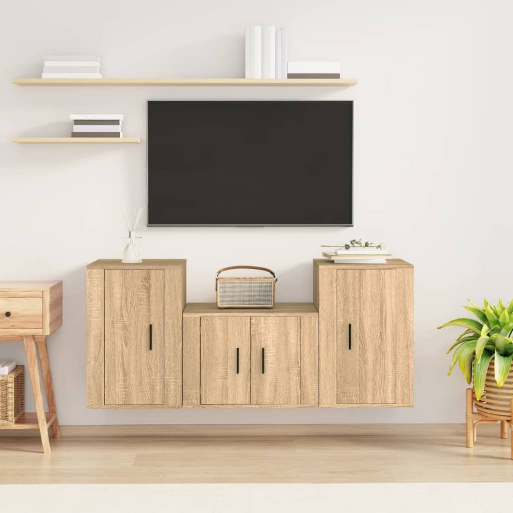 Set Dulap Tv, 3 Piese, , Lemn Prelucrat