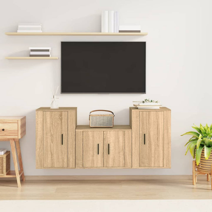 Set Dulap Tv, 3 Piese, , Lemn Prelucrat