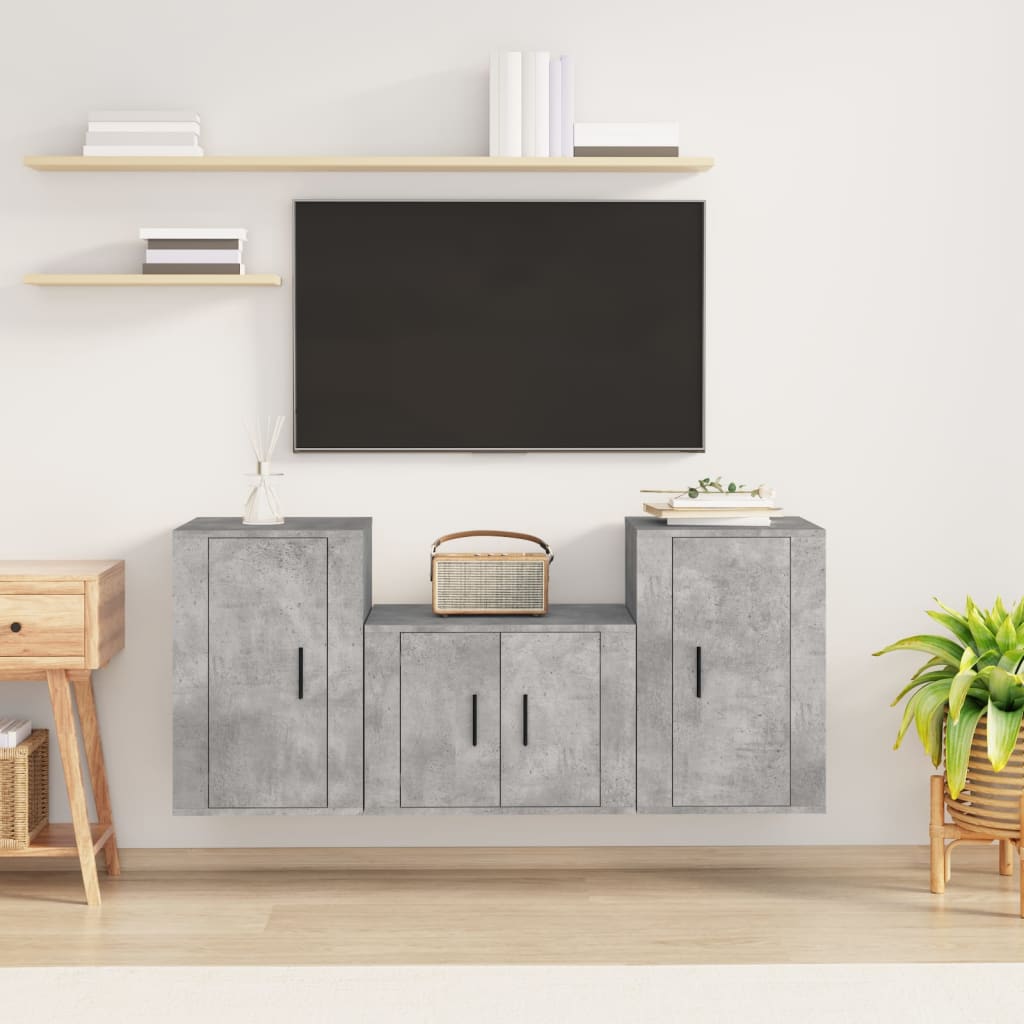 Set Dulap Tv, 3 Piese, , Lemn Prelucrat