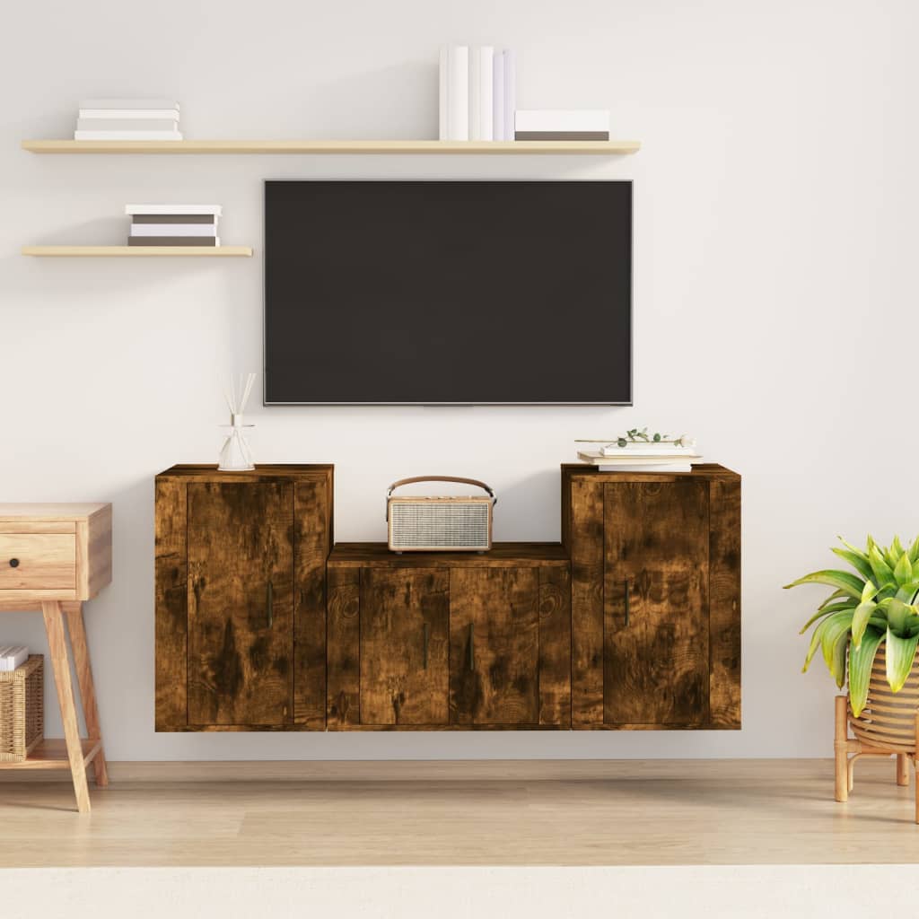 Set Dulap Tv, 3 Piese, , Lemn Prelucrat