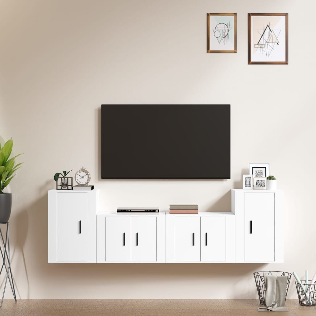 Set Dulap Tv, 4 Piese, , Lemn Prelucrat