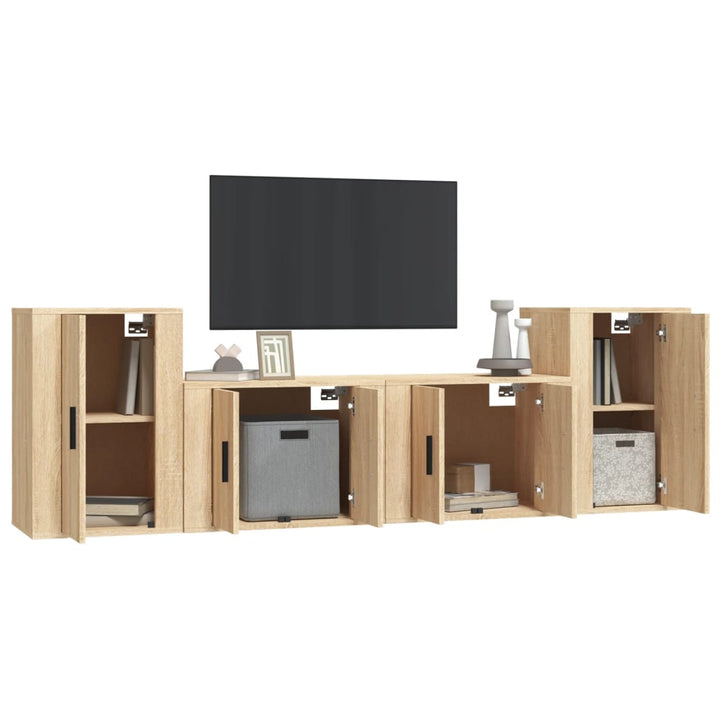 Set Dulap Tv, 4 Piese, , Lemn Prelucrat