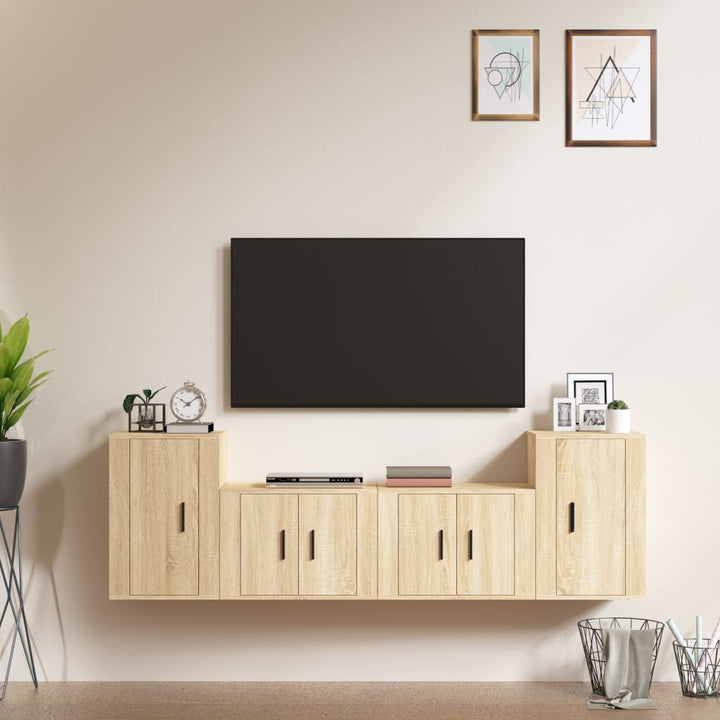 Set Dulap Tv, 4 Piese, , Lemn Prelucrat