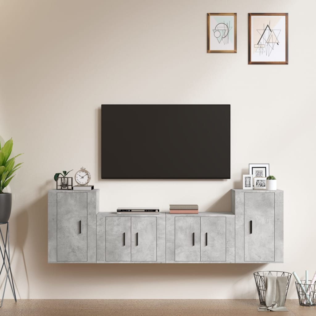 Set Dulap Tv, 4 Piese, , Lemn Prelucrat