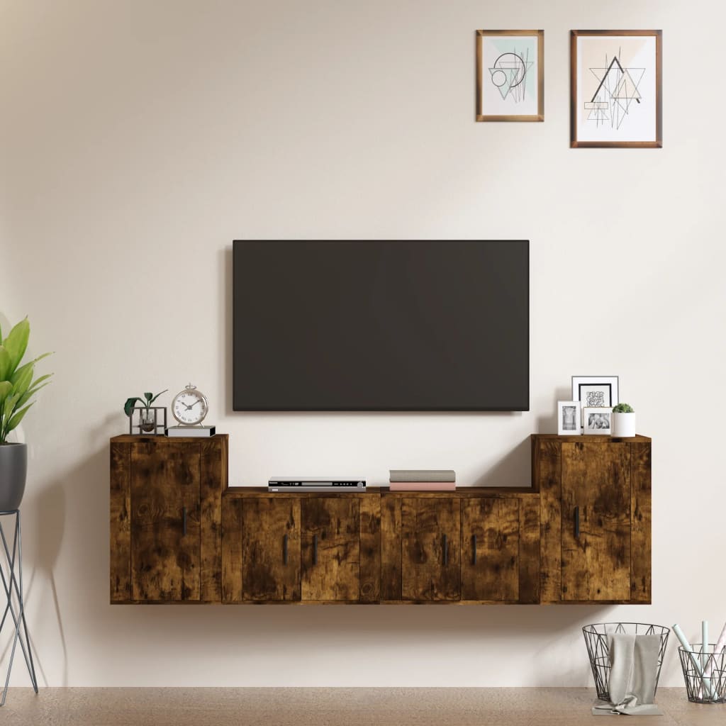 Set Dulap Tv, 4 Piese, , Lemn Prelucrat