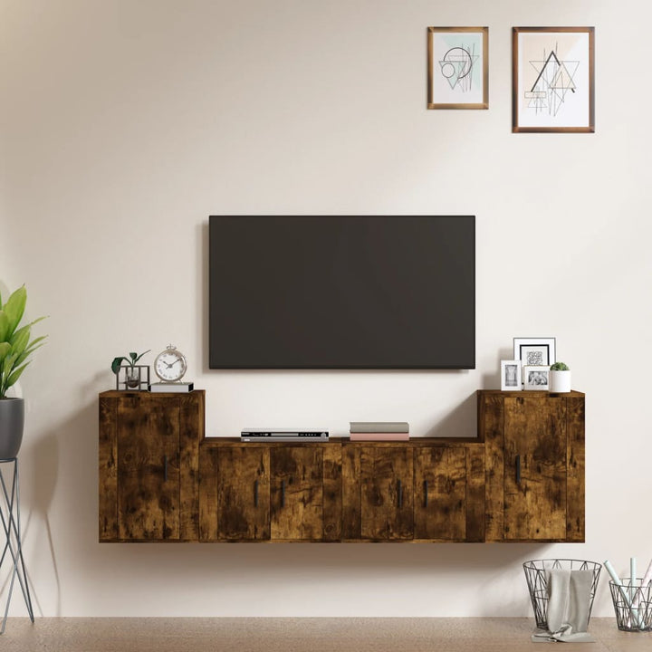 Set Dulap Tv, 4 Piese, , Lemn Prelucrat