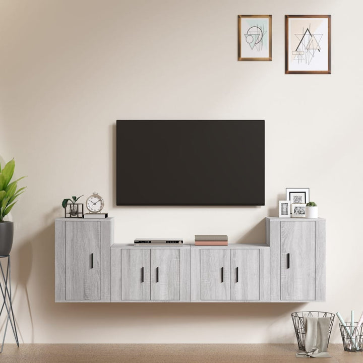 Set Dulap Tv, 4 Piese, , Lemn Prelucrat