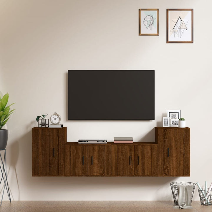 Set Dulap Tv, 4 Piese, , Lemn Prelucrat