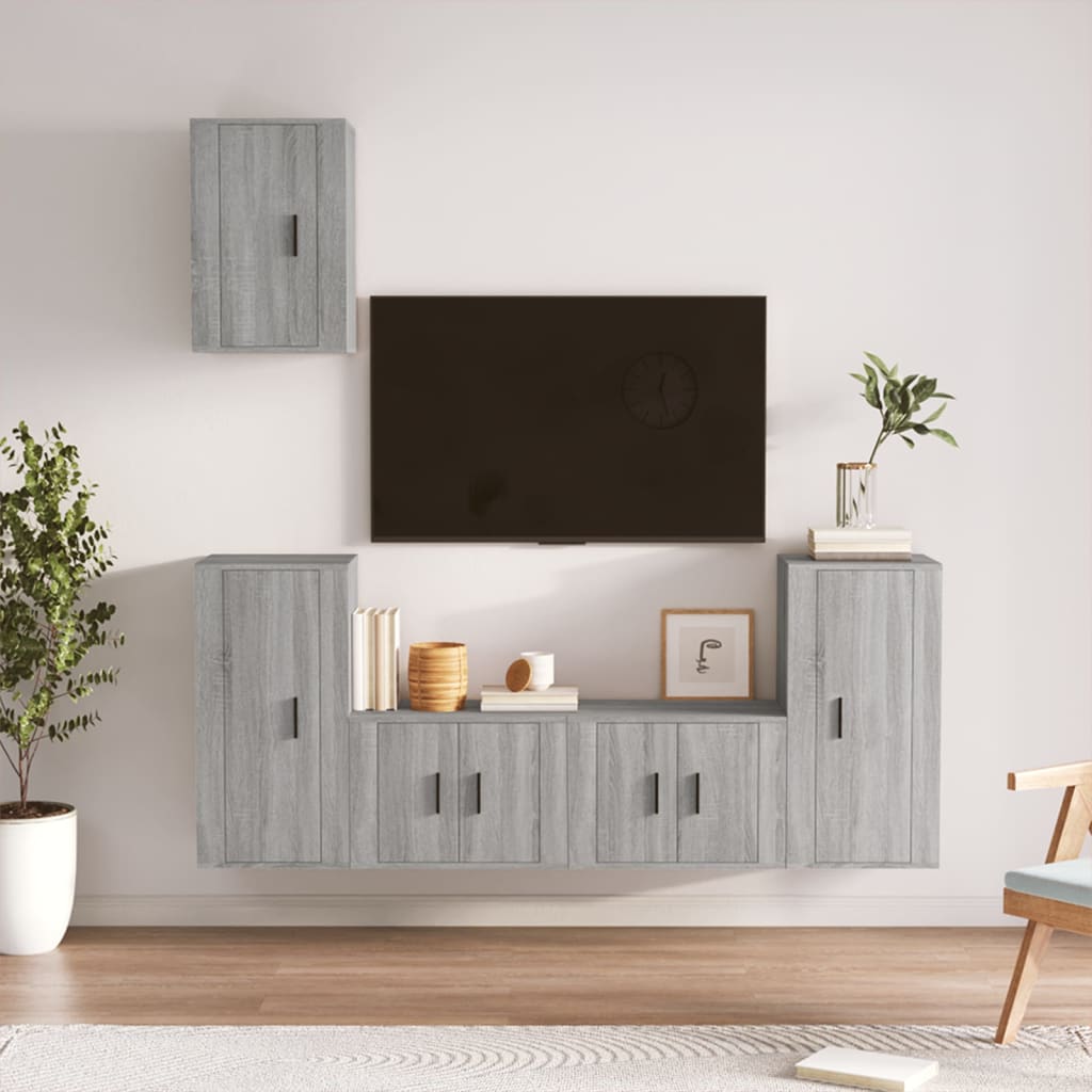 Set Dulap Tv, 5 Piese, , Lemn Prelucrat