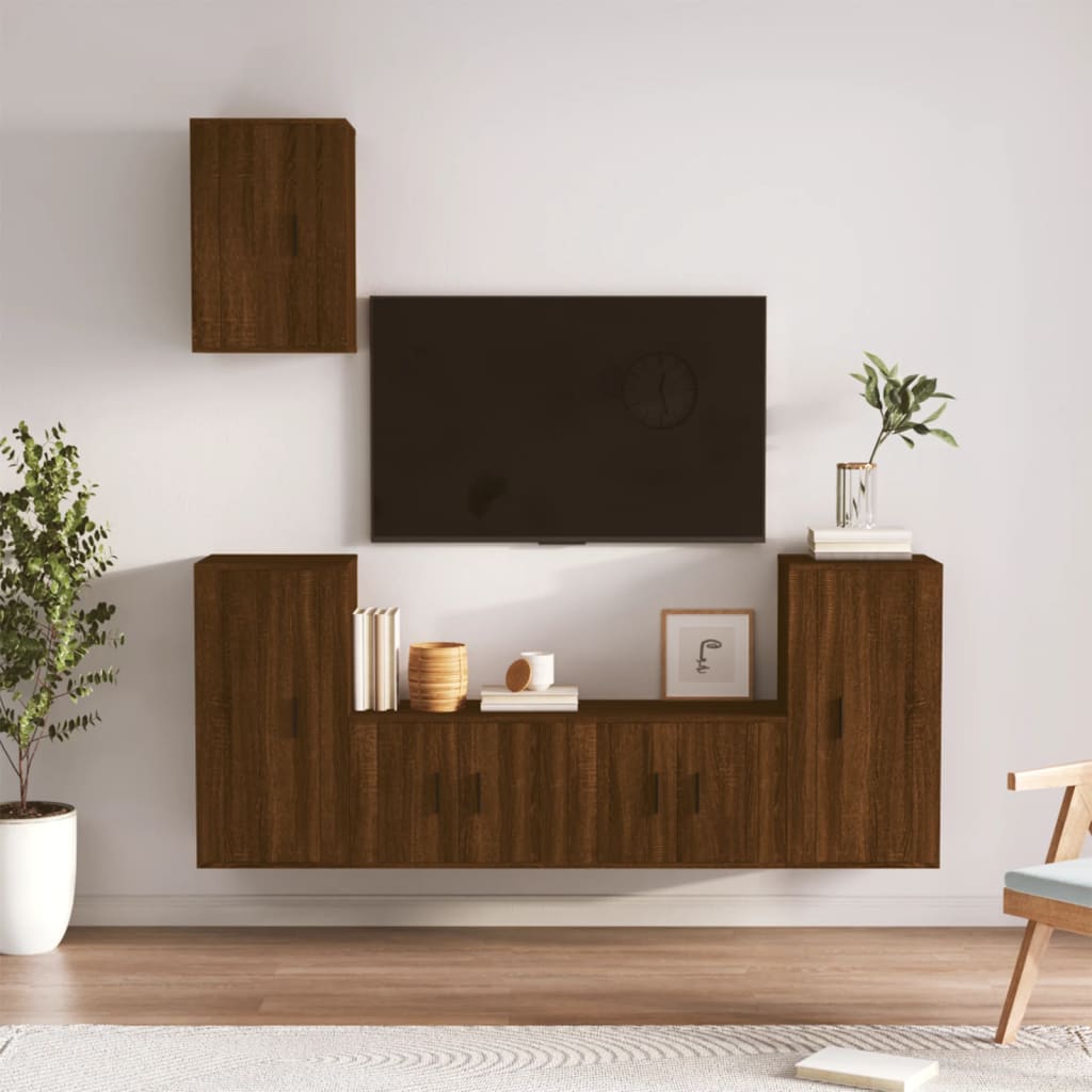 Set Dulap Tv, 5 Piese, , Lemn Prelucrat
