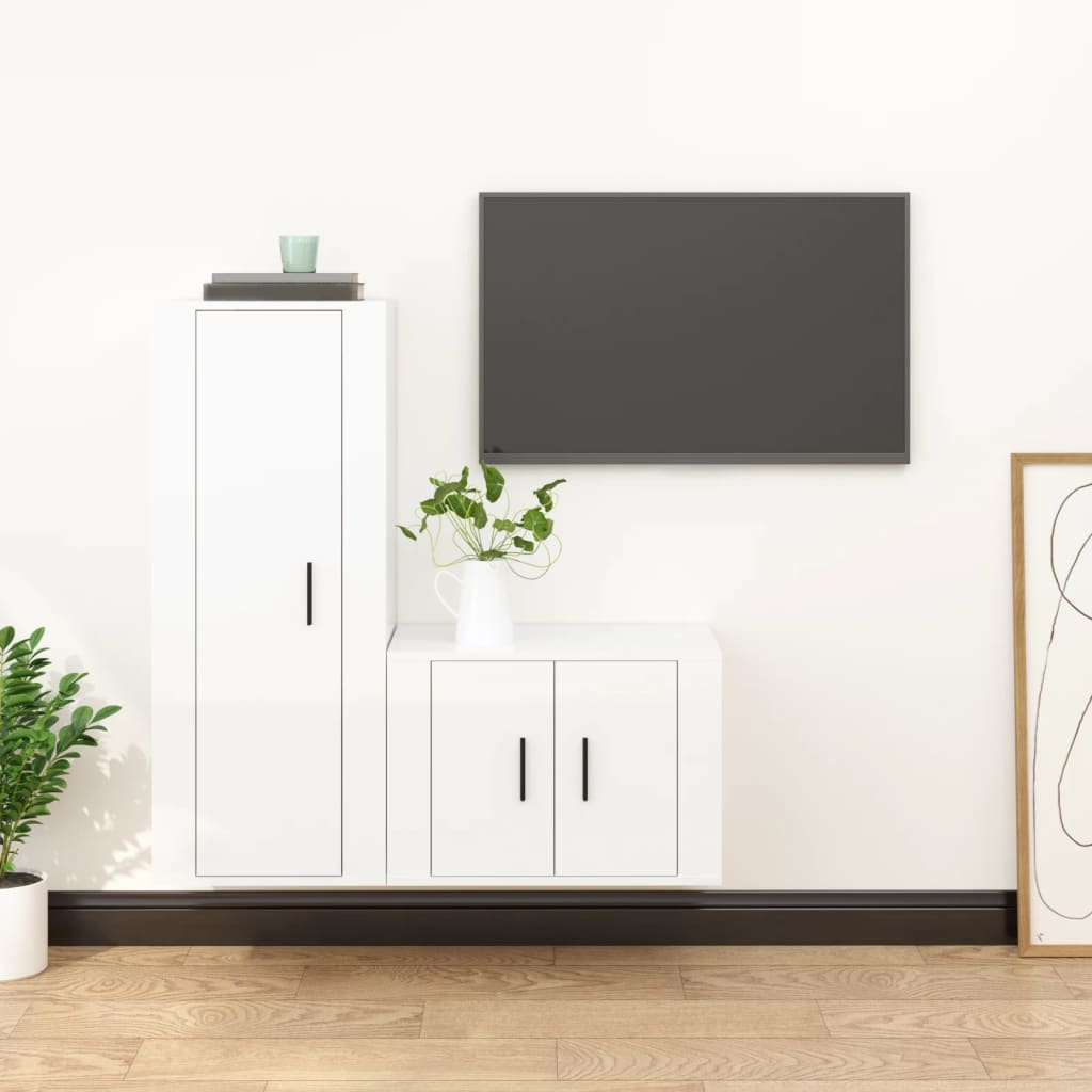 Set Dulap Tv, 2 Piese, , Lemn Prelucrat