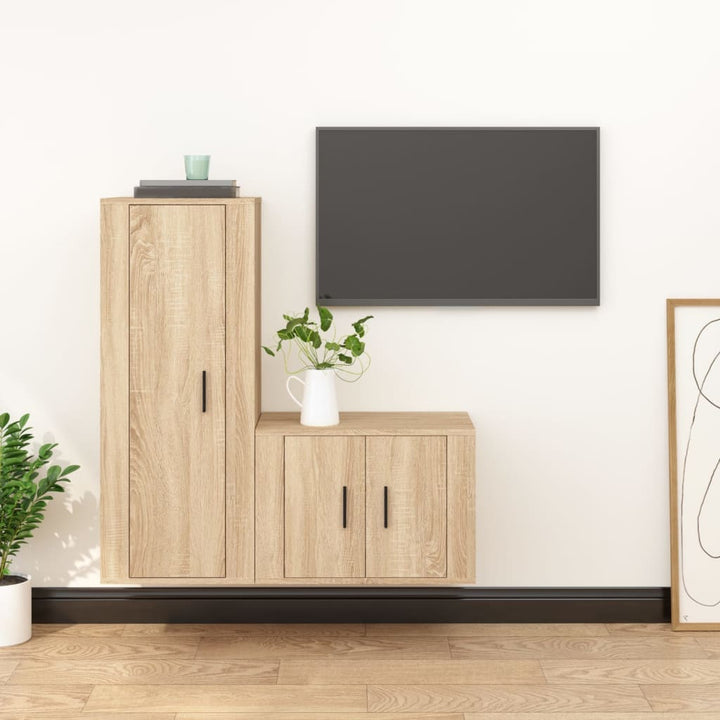 Set Dulap Tv, 2 Piese, , Lemn Prelucrat