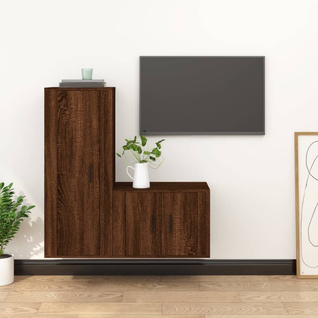 Set Dulap Tv, 2 Piese, , Lemn Prelucrat