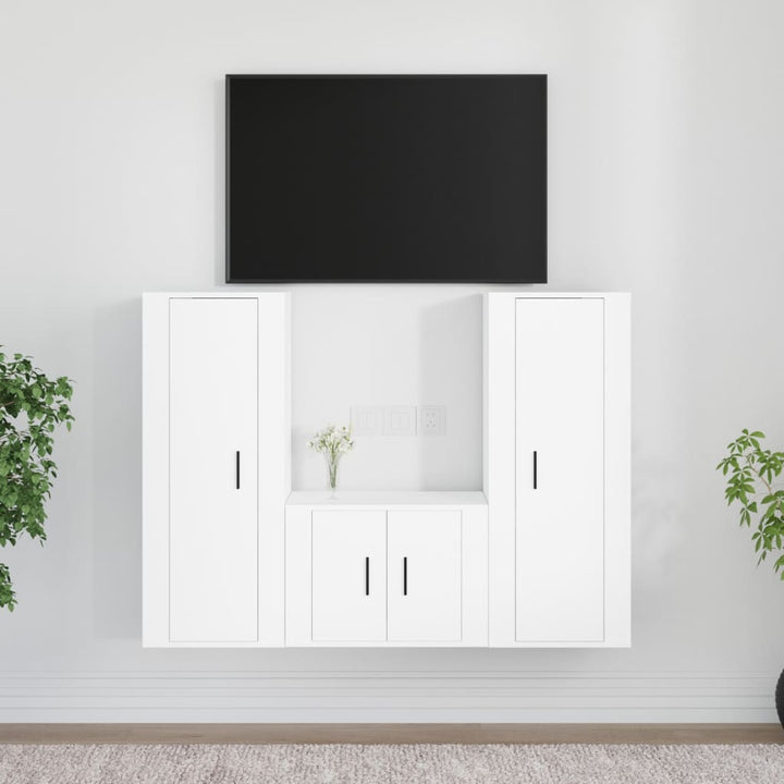 Set Dulapuri Tv, 3 Piese, , Lemn Prelucrat