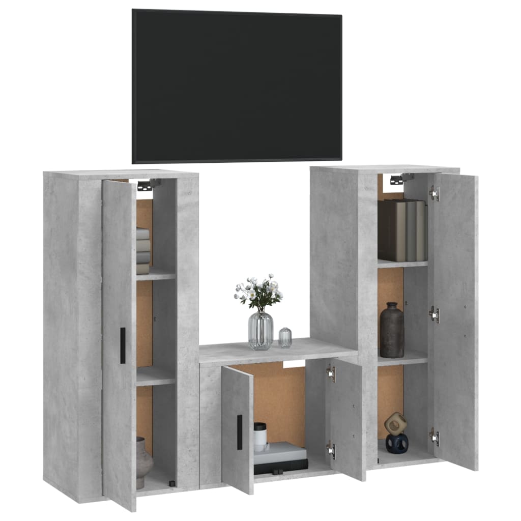 Set Dulapuri Tv, 3 Piese, , Lemn Prelucrat