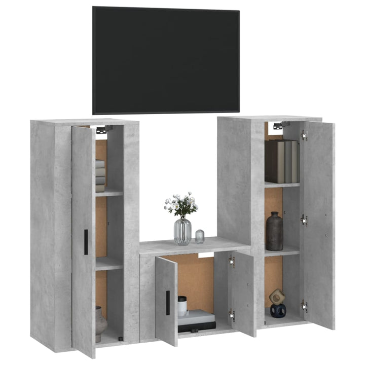 Set Dulapuri Tv, 3 Piese, , Lemn Prelucrat