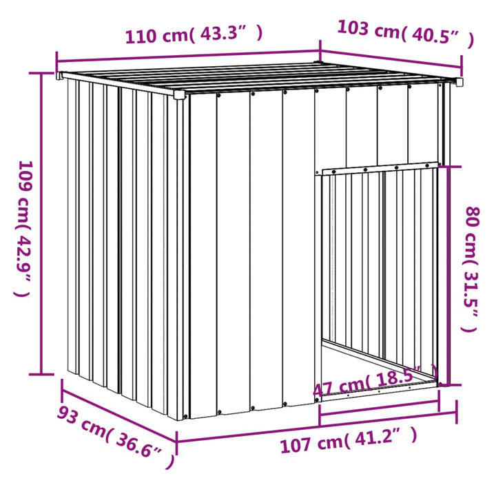 Cușcă Câine Cu Acoperiș 110X103X109 Cm Oțel Galvanizat