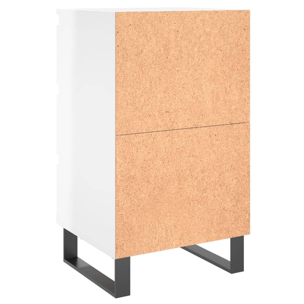 Noptiere, 2 Buc., Alb Extralucios, 40X35X69 Cm, Lemn Compozit