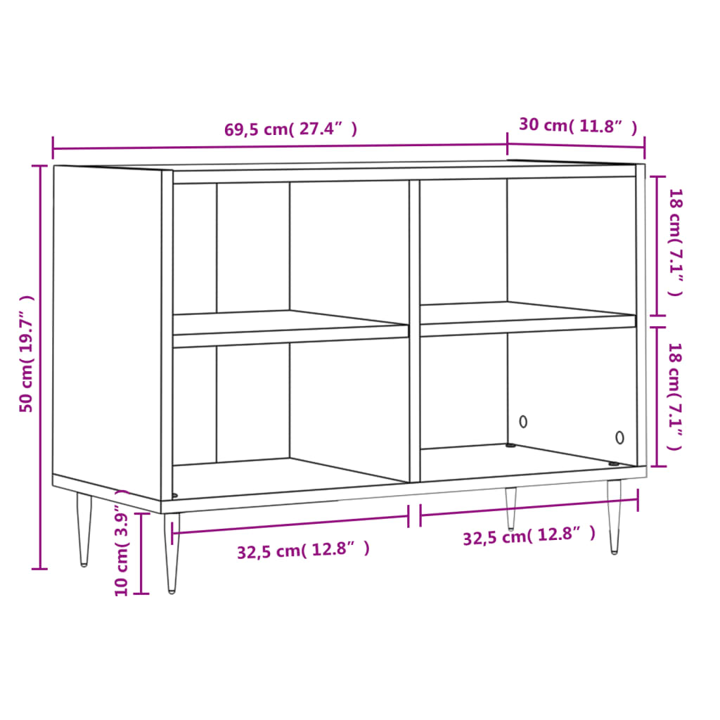 Comodă Tv, Alb Extralucios, 69,5X30X50 Cm, Lemn Compozit