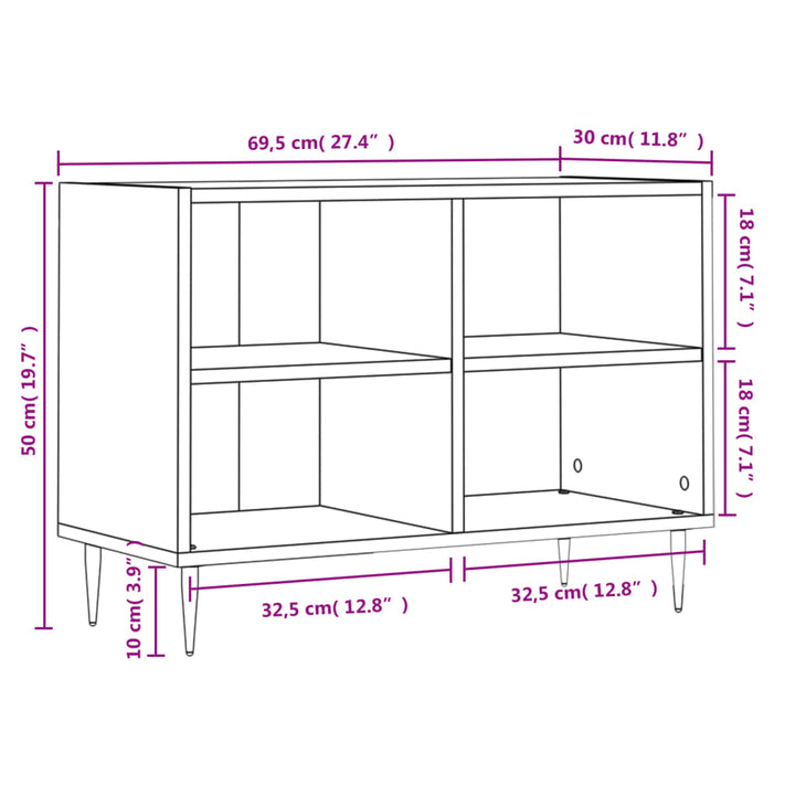 Comodă Tv, Alb Extralucios, 69,5X30X50 Cm, Lemn Compozit