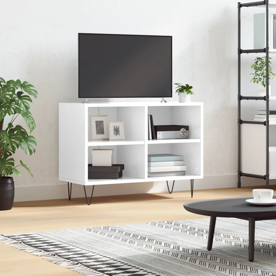 Comodă Tv, Alb Extralucios, 69,5X30X50 Cm, Lemn Compozit