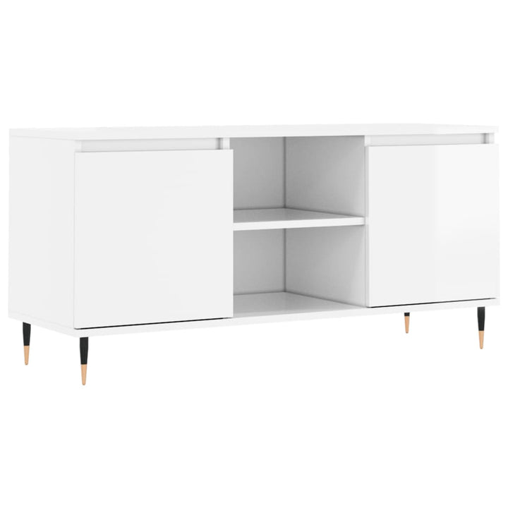 Comodă Tv, Alb Extralucios, 104X35X50 Cm, Lemn Compozit
