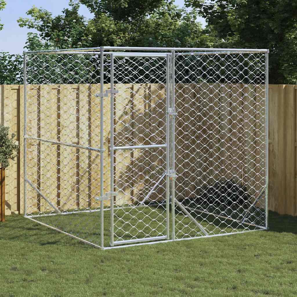 Padoc De Exterior Pentru Câini Argintiu 2X14X2M Oțel Galvanizat