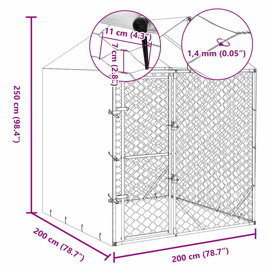 Padoc De Exterior Cu Acoperiș Argintiu 2X2X2,5M Oțel Galvanizat