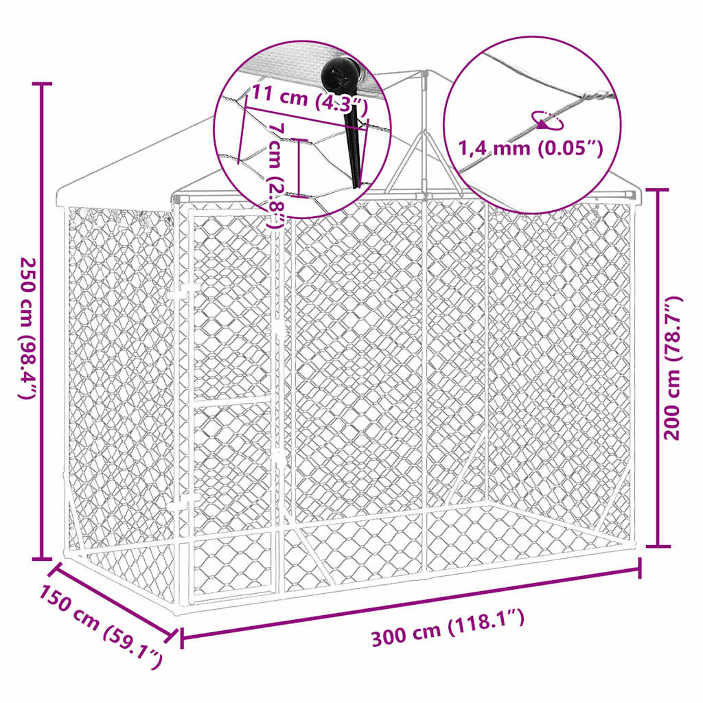 Padoc De Exterior&Acoperiș Argintiu 3X1,5X2,5 M Oțel Galvanizat