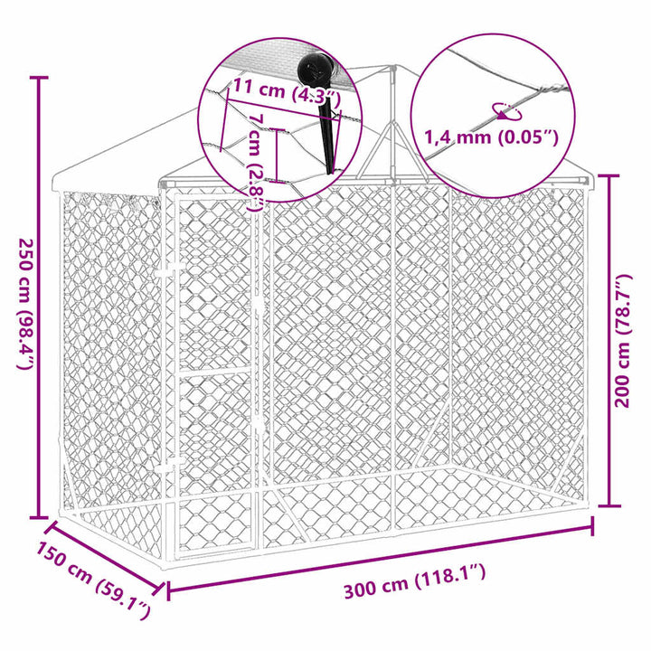 Padoc De Exterior&Acoperiș Argintiu 3X1,5X2,5 M Oțel Galvanizat