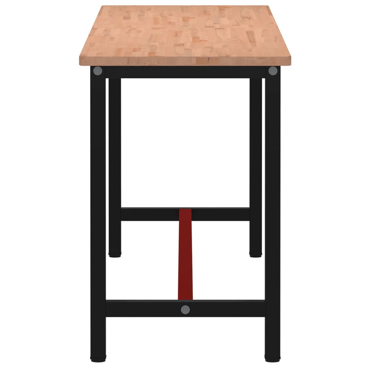 Banc De Lucru 200X55X81,5 Cm, Lemn Masiv De Fag Și Metal