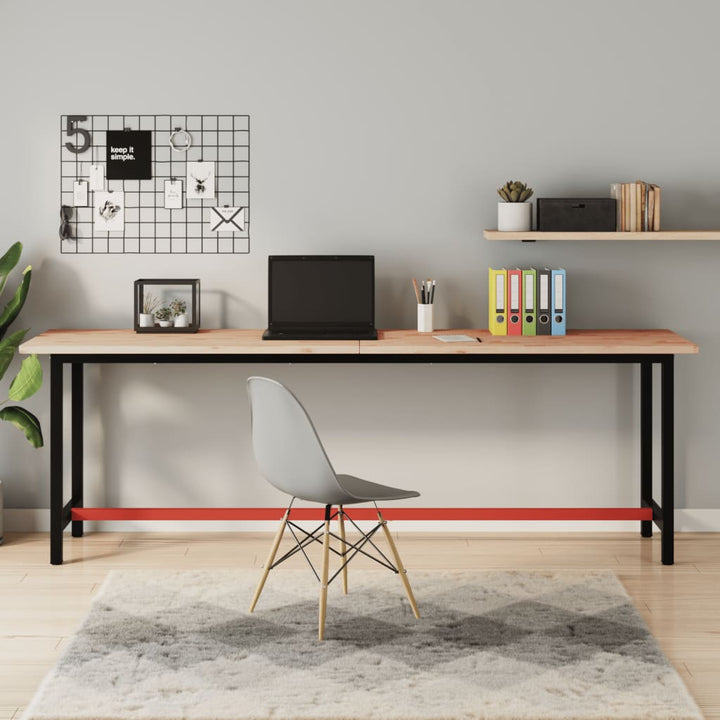 Banc De Lucru 200X55X81,5 Cm, Lemn Masiv De Fag Și Metal