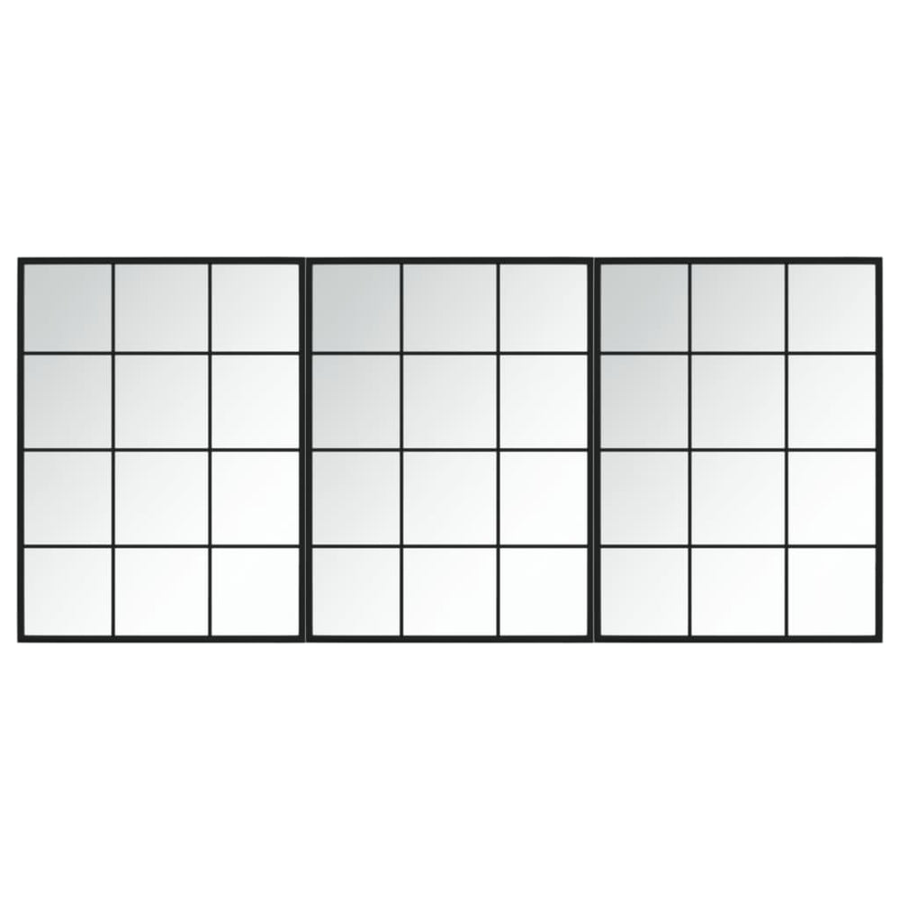 Oglinzi De Perete, 3 Buc., Negru, 80X60 Cm, Metal