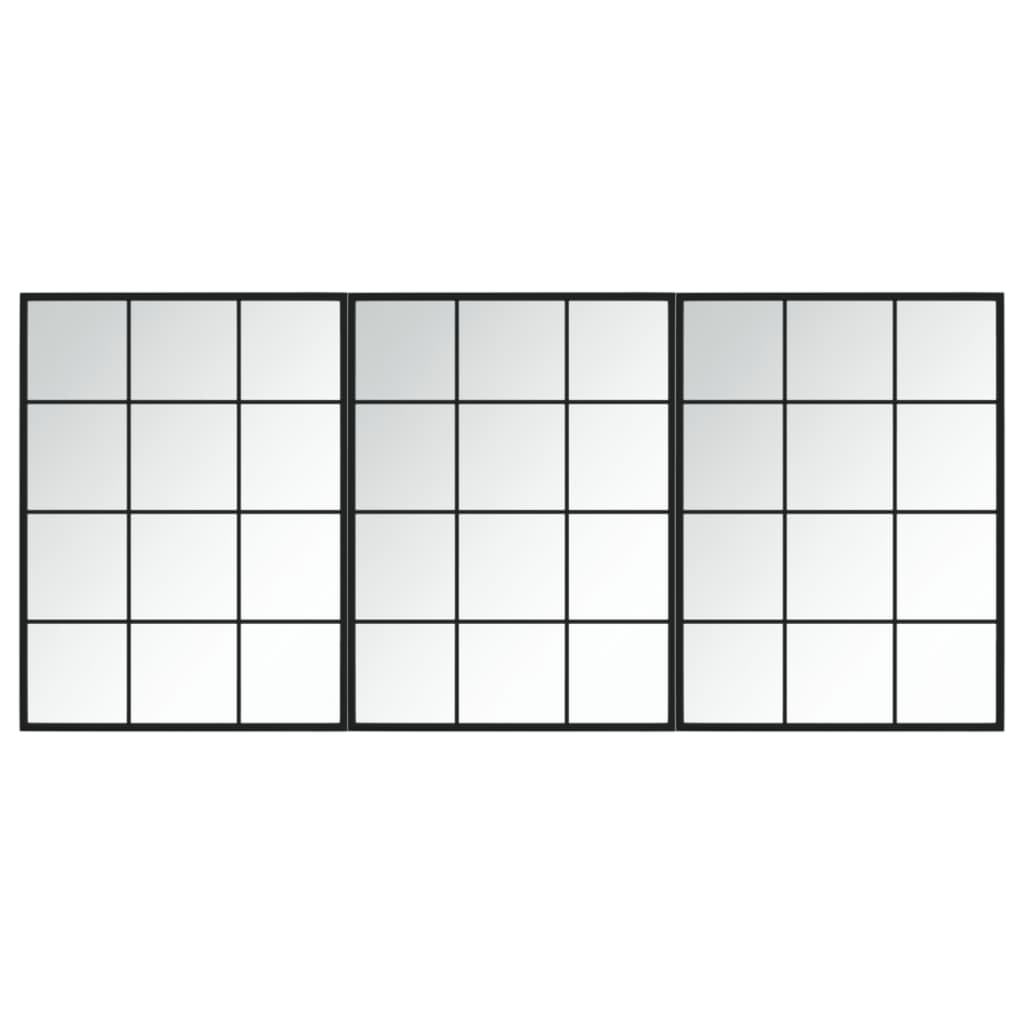 Oglinzi De Perete, 3 Buc., Negru, 80X60 Cm, Metal