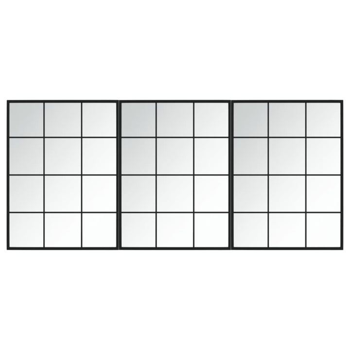 Oglinzi De Perete, 3 Buc., Negru, 80X60 Cm, Metal