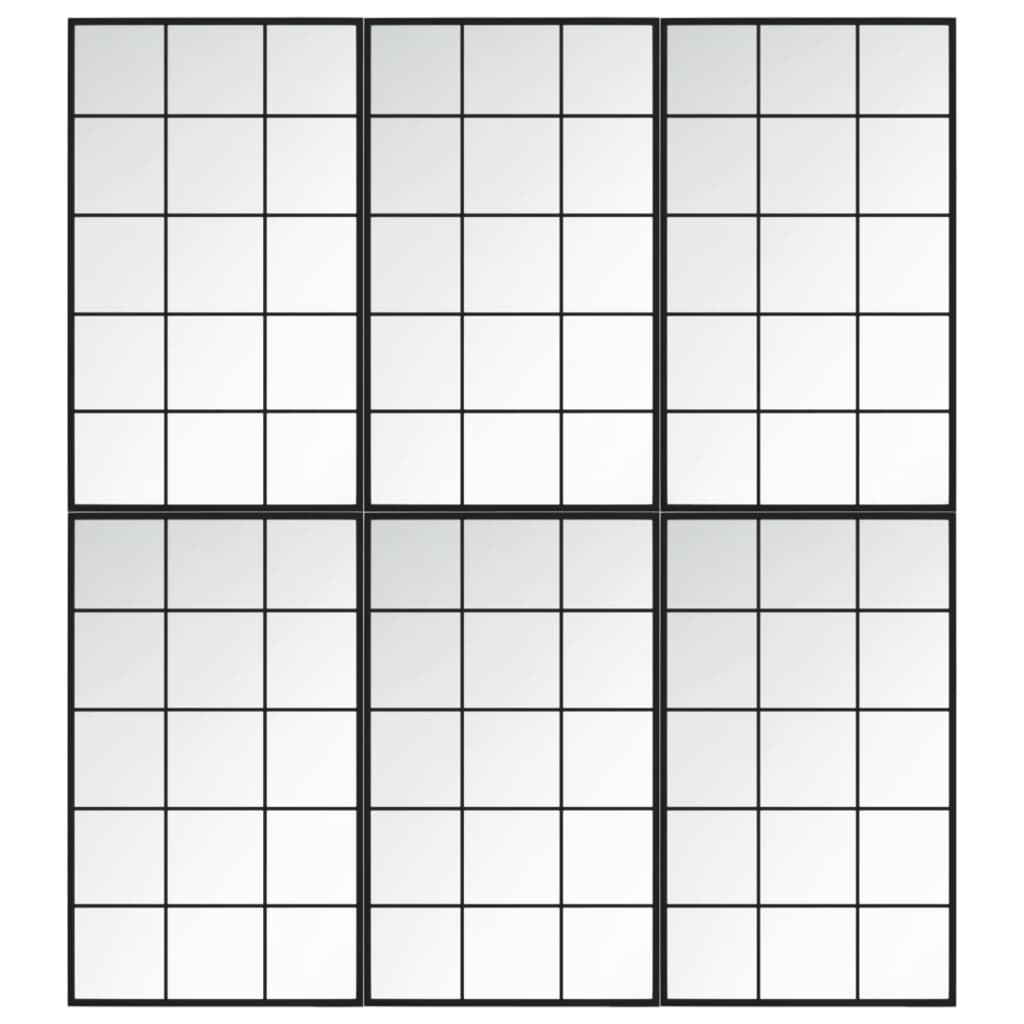 Oglinzi De Perete, 6 Buc., Negru, 100X60 Cm, Metal