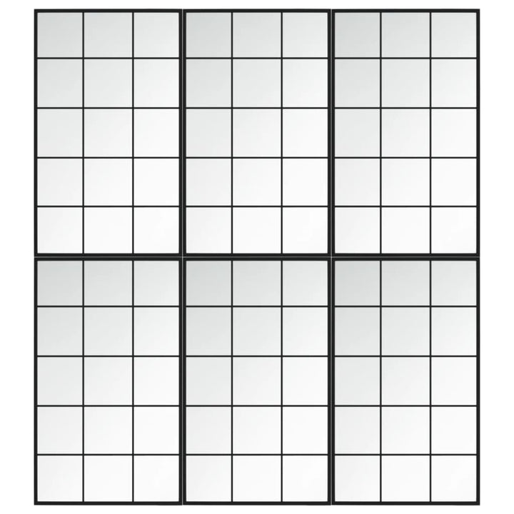 Oglinzi De Perete, 6 Buc., Negru, 100X60 Cm, Metal