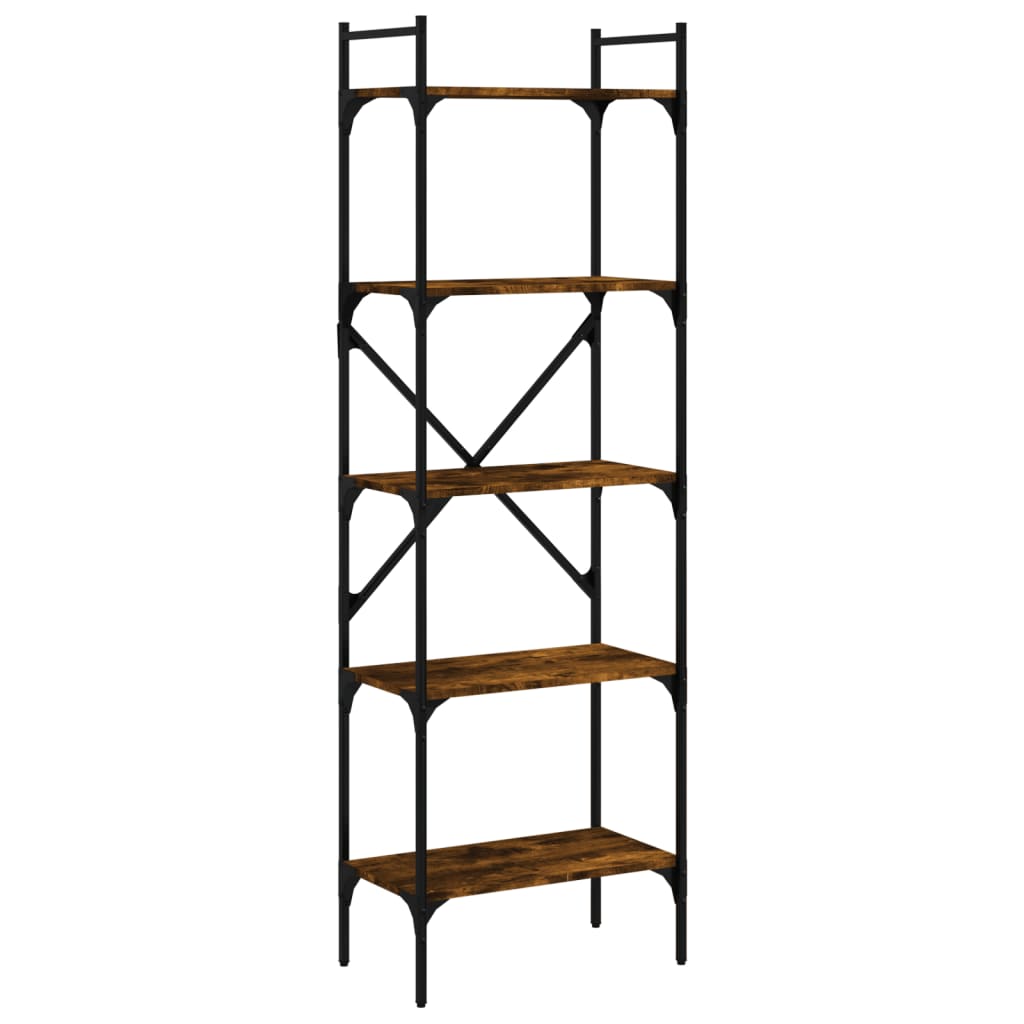Bibliotecă Cu 5 Niveluri, Stejar Fumuriu, 56X31,5X, Lemn
