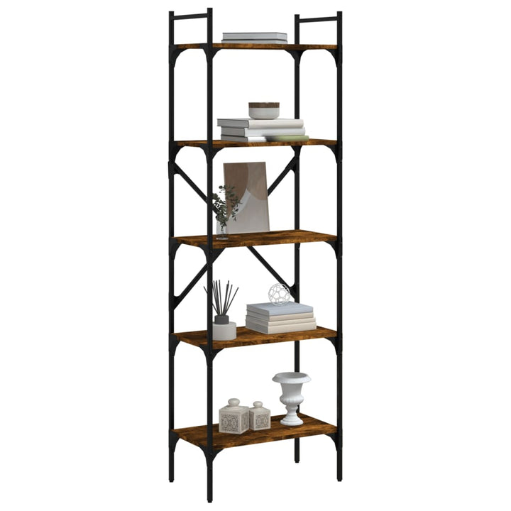 Bibliotecă Cu 5 Niveluri, Stejar Fumuriu, 56X31,5X, Lemn