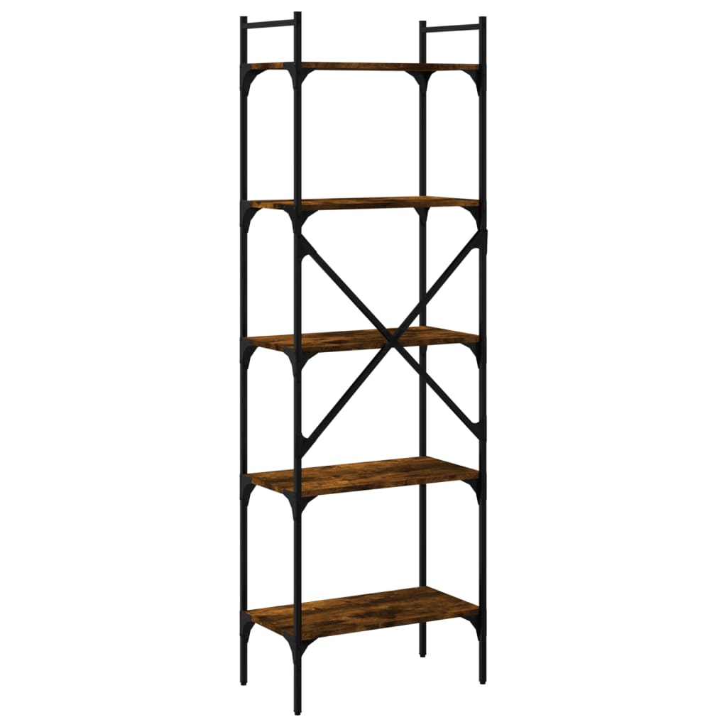 Bibliotecă Cu 5 Niveluri, Stejar Fumuriu, 56X31,5X, Lemn