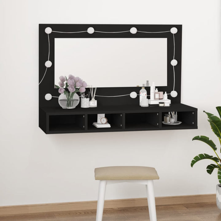 Dulap Cu Oglindă Și Led, Stejar Maro, 90X31,5X62 Cm