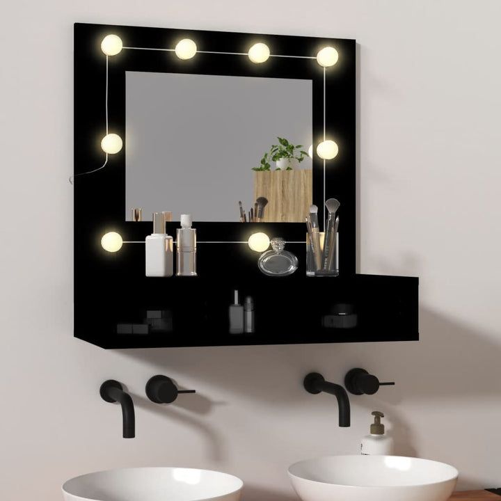 Dulap Cu Oglindă Și Led, Stejar Maro, 60X31,5X62 Cm